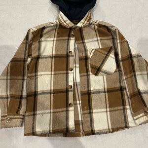 Tony Hawk Brown and Cream Plaid Flannel Shirt